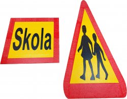MeltMark "Varning för Barn" 250x120 cm + skylt Skola 120x120 cm Röd/ Gul/ Svart 