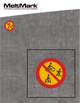 MeltMark Förbud cykel, sparkcykel diameter 60 cm svart/gul/röd