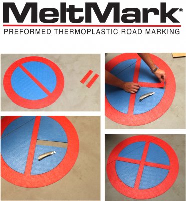 MeltMark Parkeringsförbud/ Stoppförbud kombinerad dia. 100 cm blå/röd